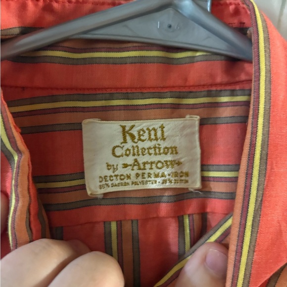 Vintage Arrow Men's Shirt with Orange and Green Stripes - Picture 5 of 11